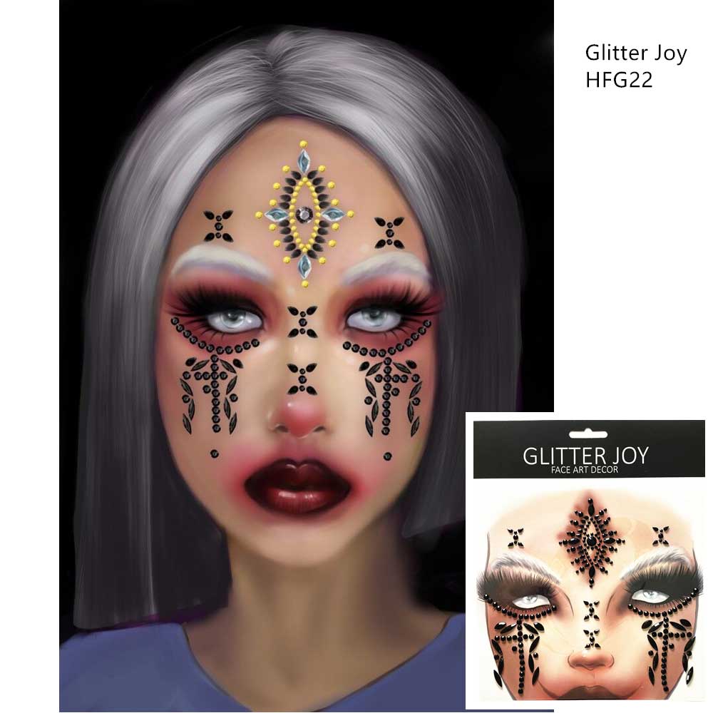 Hfg 22 1pc af uhyggelig dukke make-up forfærdeligt ansigt perle ansigt juvel indretning halloween fest ansigt perle rhinestone
