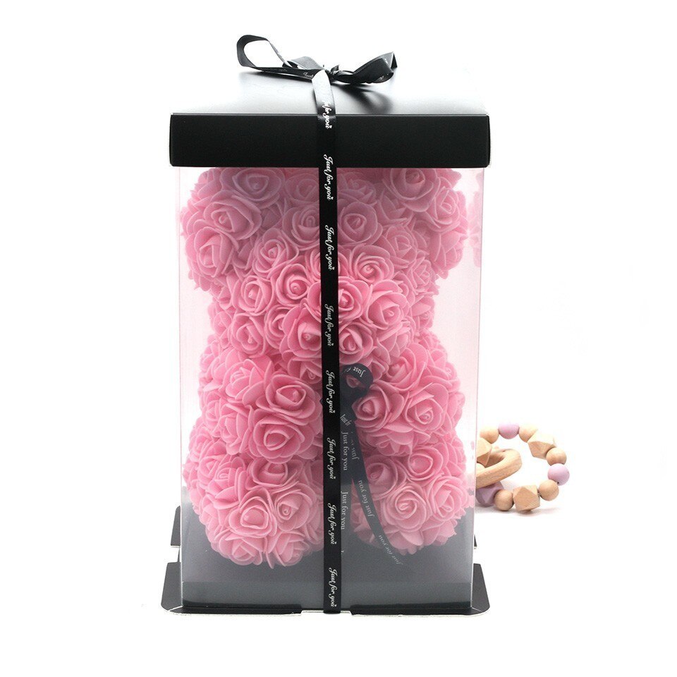 Christmas gift25cm Teddy Rose Flower niedźwiedź pudełko ślubne dekoracje świąteczne walentynki dając dziewczynie truciznę: 25Fuck pink Bear box