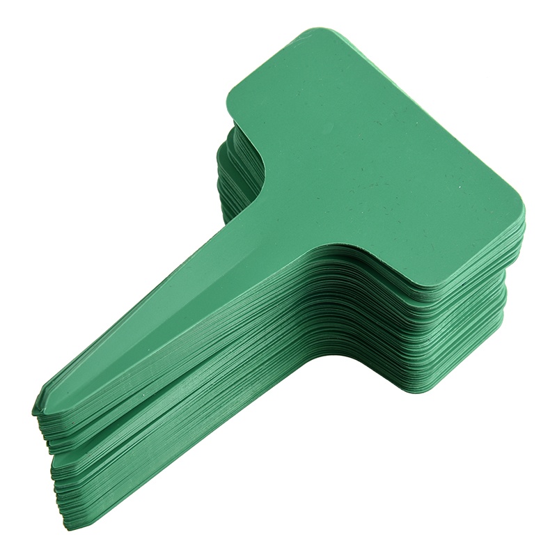 100 stk 6 x10cm plast plante t-type mærker markører børnehave etiketter (grøn)