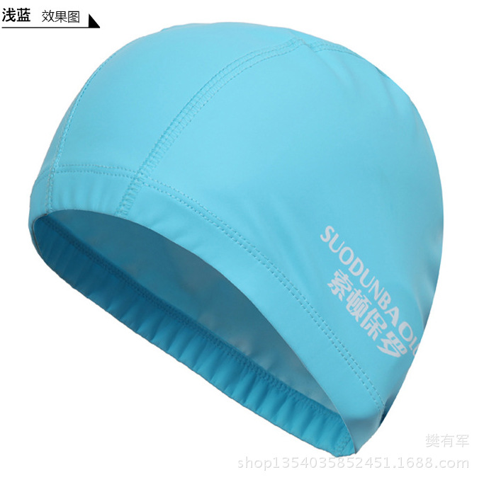 Accesorios de natación para adultos y hombres, gorro de tela de poliuretano impermeable, elástico, protección de orejas, pelo largo, deportes, gorro de piscina: 7