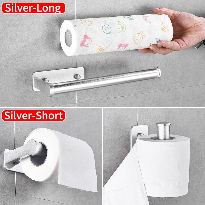 Soporte de papel higiénico negro aluminio Portarrollos de papel higiénico de baño soporte para papel de cocina al vacío colgador montado en la pared toallero