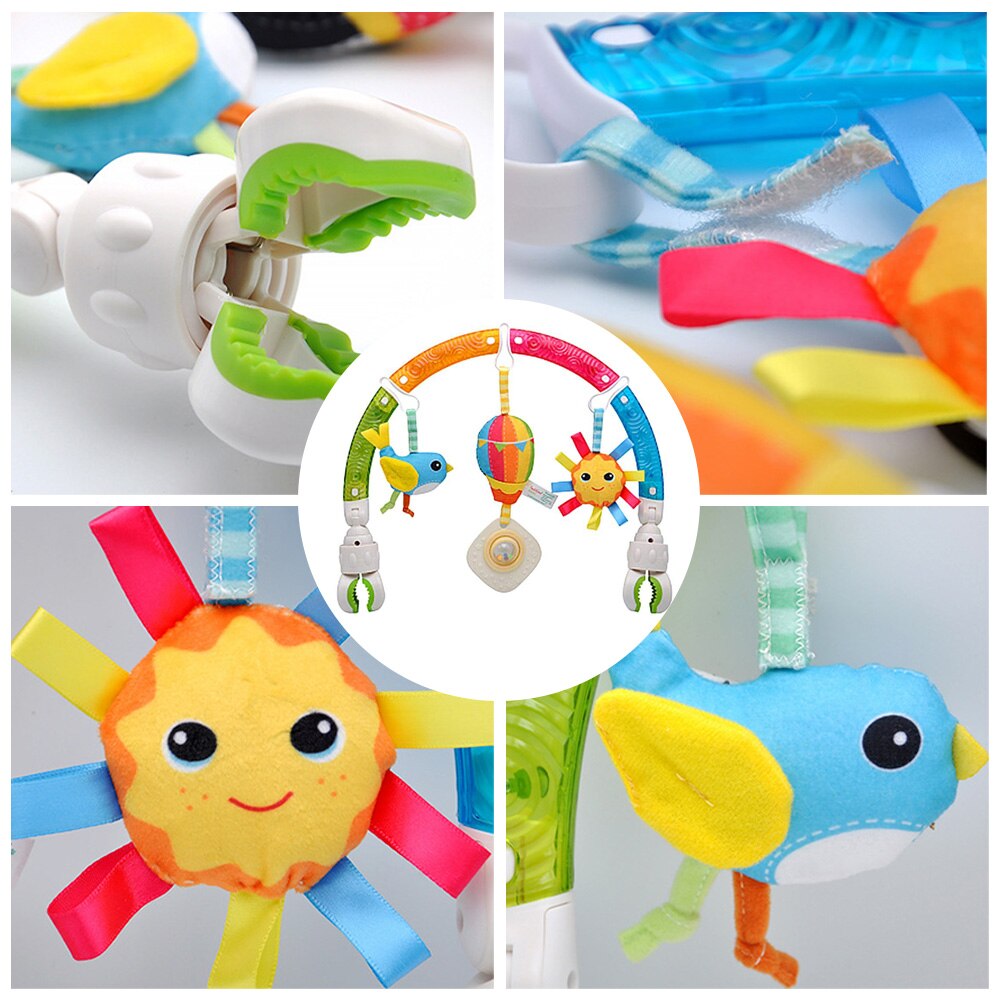 Baby Stroller Arched Rainbow Rattle Toy Safety Seat Bed Clip Hanging Pendant Baby Rattle Toy
