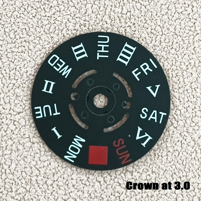 Black Roman NH35 NH36 Movement Wheel Dial Fits For NH35 NH36 Automatic Movement Crown at 3.0/3.8 oclock Date Week Wheel Dial: black