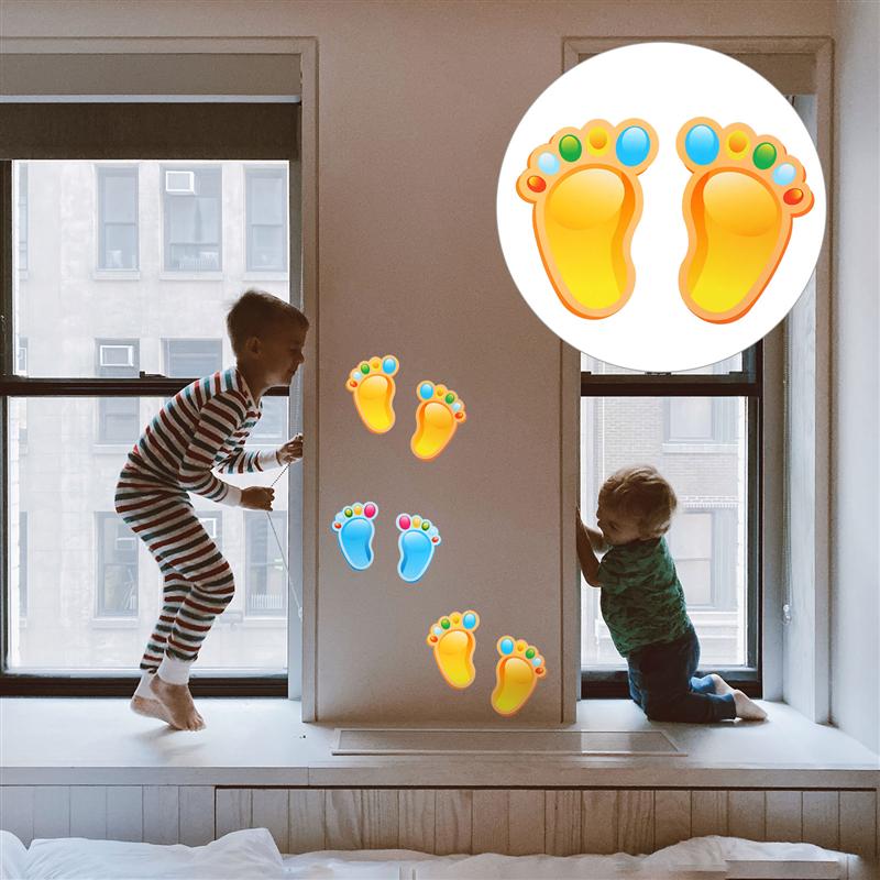 30pairs Kid Footprint Stickers Funny Floor Stickers Household Stair Floor Decals Footprint Stickers Nursery Kids Floor Stickers