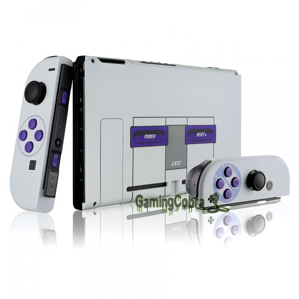 EXtremeRate-carcasa de control de la placa trasera de la consola, juego completo de botones para NS Switch, estilo SNES, tacto suave
