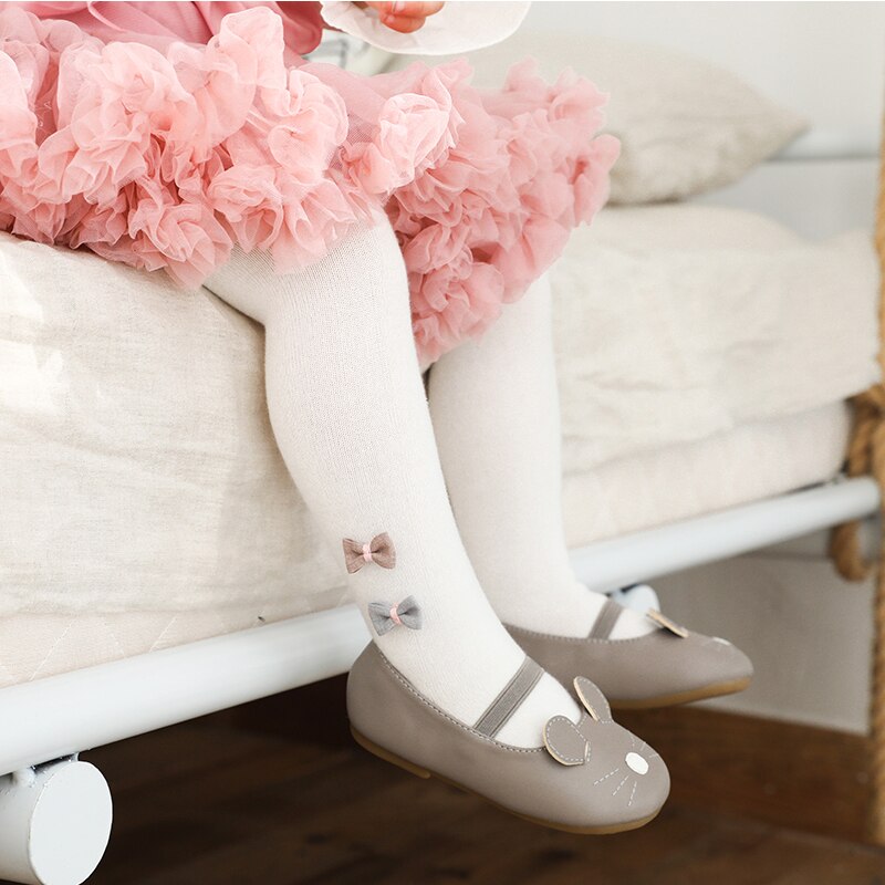 Småbarn jenter bomullsstrømpebukse barn barn hvit forming vårsløyfe søt prinsesse tights nyfødt spedbarn bukser baby tilbehør