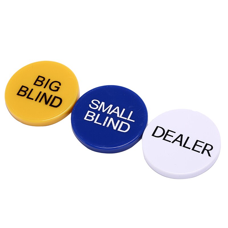 Juego de 3 uds. De botón para fiestas, juego de cartas de póker, Casino, ciego grande, duradero, pequeño, 5cm
