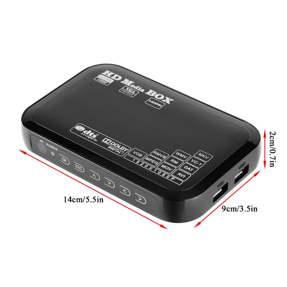 Full HD Mini Box Media Player 110-240V 1080P Media Player Box Support USB MMC RMVB MP3 AVI MKV reproductor multimedia