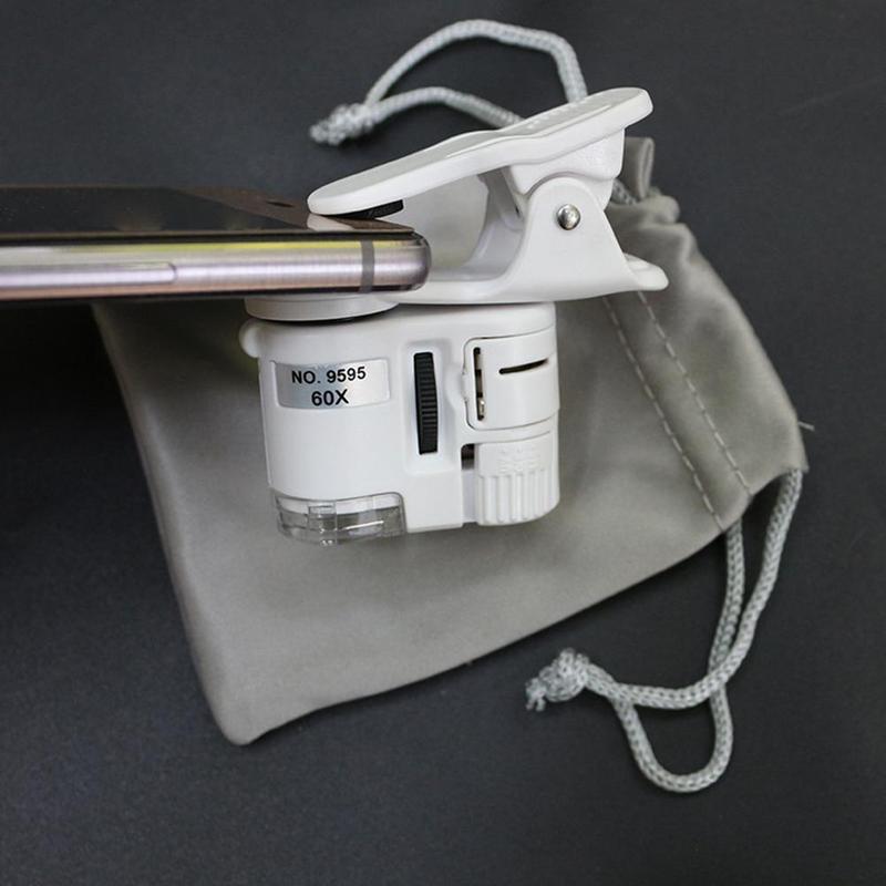 60x Cell Phone Clip Microscope Portable Magnifying Glass Mobile Times Mini Clip HD Universal Phone Microscope