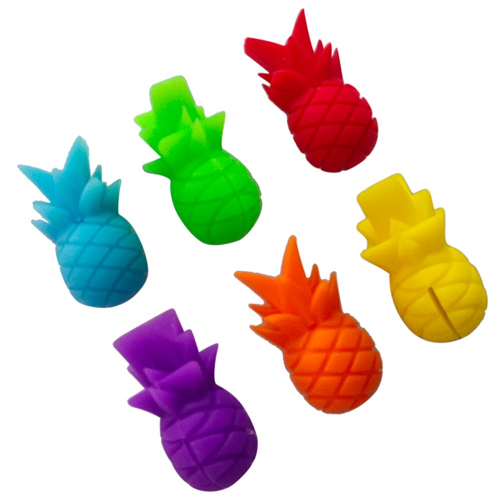 6/12 stk ananas form vinglas markører silikone vin identifikator drikkekop tegn  (6 farver)