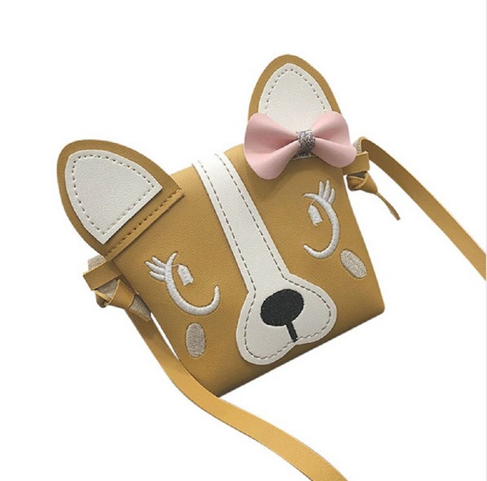 freundlicher Mädchen Mini Umhängetasche Niedliche Hund Bowknot Handtasche Art Schulter Tasche: Gelb
