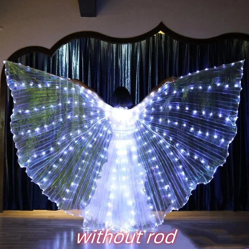Angelodini LED Wings Adult Children Costume Cape Circus Led Light Luminous Costumes Party Show Led Isis Wings Dancewear: 3XS / Gold