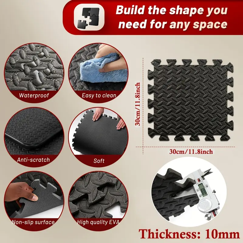 Alfombra de Fitness EVA Puzzle 8/16/24, estera de juego de espuma entrelazada para bebé, alfombra de Fitness de costura suave impermeable antideslizante sin BPA