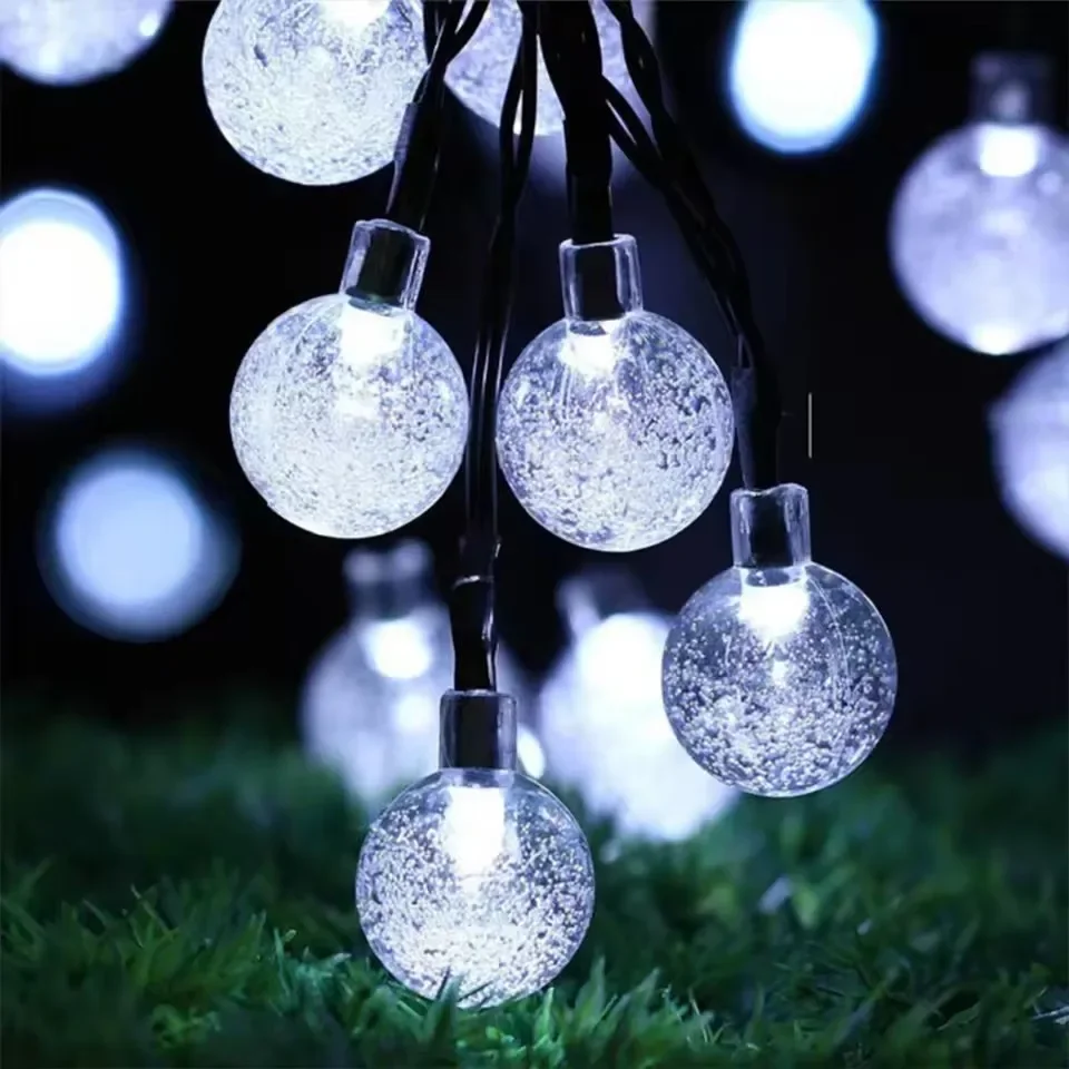 Solar Bubble Ball Light Lichtslingers Outdoor Crystal Globe LED Kerstverlichting Tuinfeest Pasen Kerst Bruiloft Decoraties: ROSE / 0-5W
