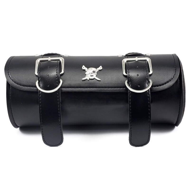 Sac en cuir de moto | Sac de bagage, sac queue de tête, sacs à outils, sac latéral de selle de moto: BLACK SKULL
