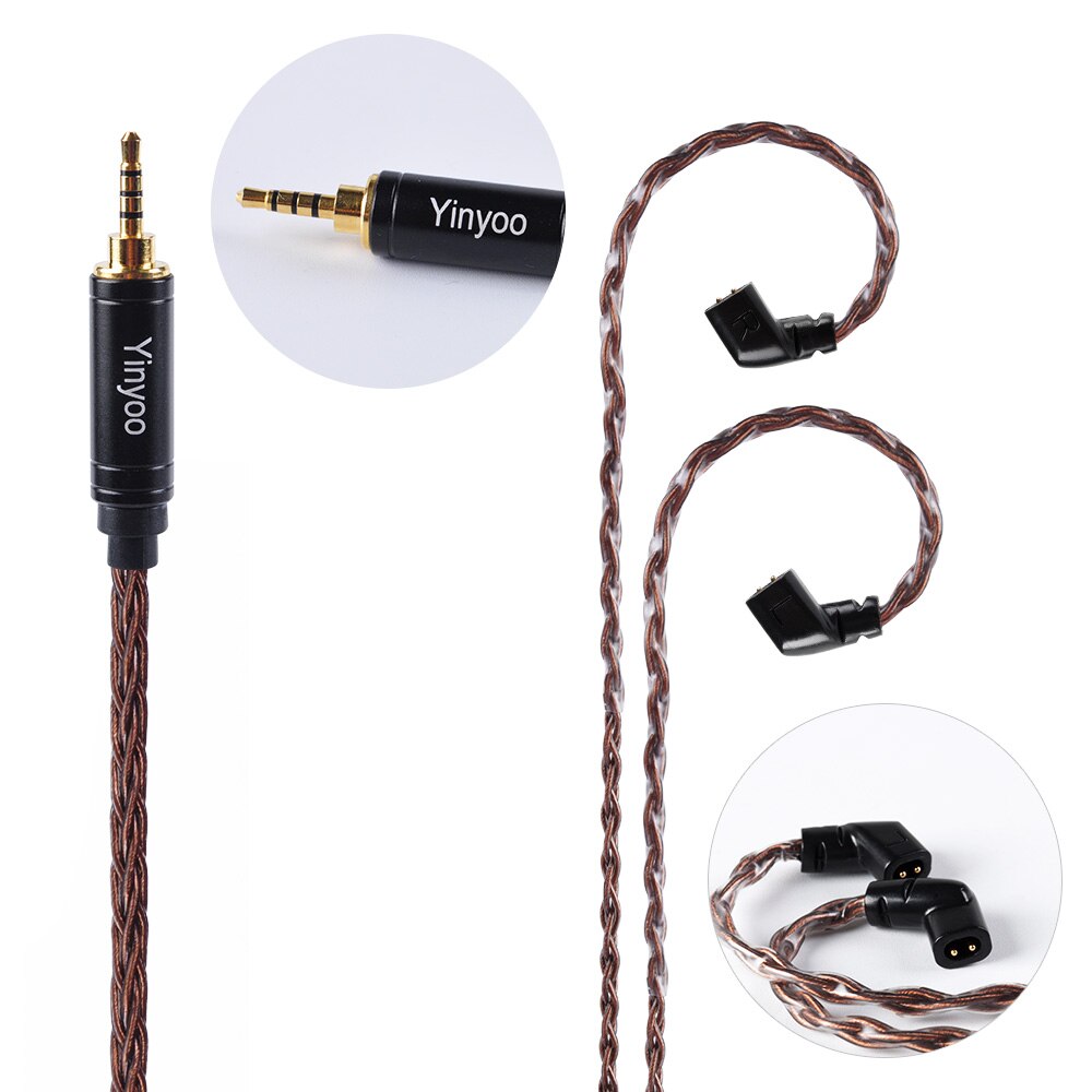 Yinyoo 8 Ader Silber Überzogene Kabel MMCX/2Stift Stecker 4,4/3,5/2,5mm Ausgeglichen Kabel Für v80 ZS10 wie10 ZST ES4 wie06 C10 C16: 2.5QDC