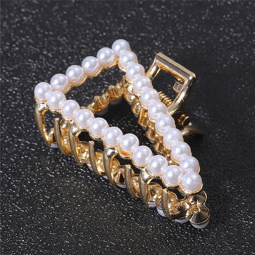 1PcFashion Geometric Imitation Pearl Hair Clips Hair Claw Crab Crystal Retro Heart Shape Hairpin Hair Accessories For Women Girl: 04A