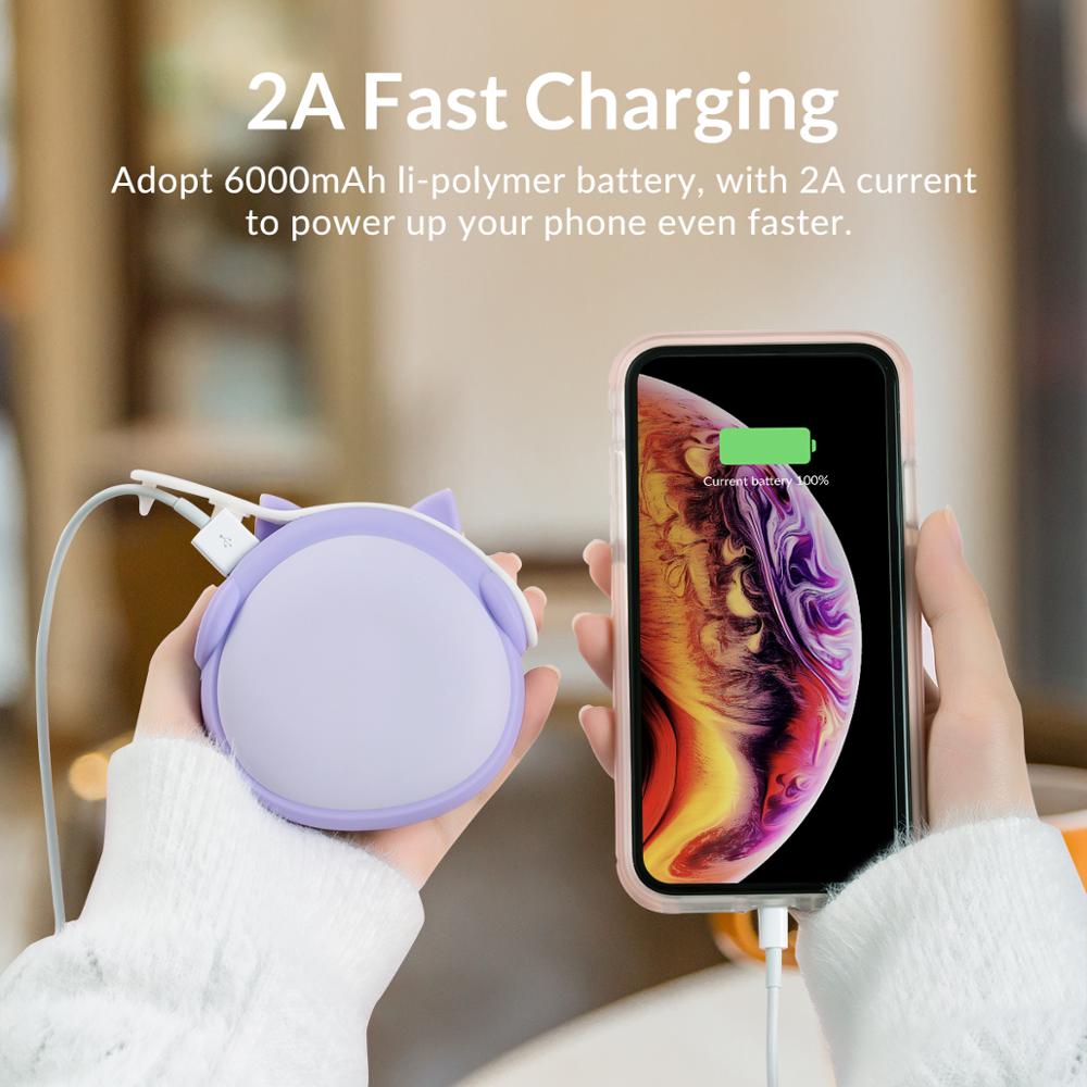 ORICO Scaldino della Mano 6000mAh Accumulatori E Caricabatterie Di Riserva USB RICARICABILE Riscaldatore Tasca Portatile Doppio-lato di Inverno Dello Scaldino