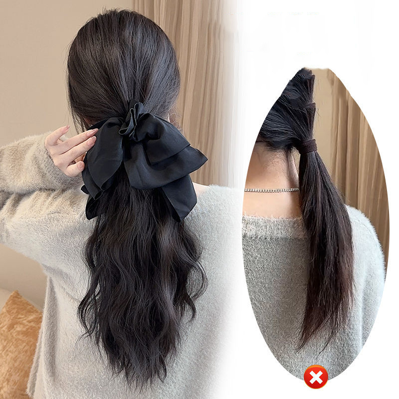 Extensions capillaires synthétiques longues et bouclées pour femmes, postiche avec nœud, pince à cheveux naturelle, postiche moelleuse