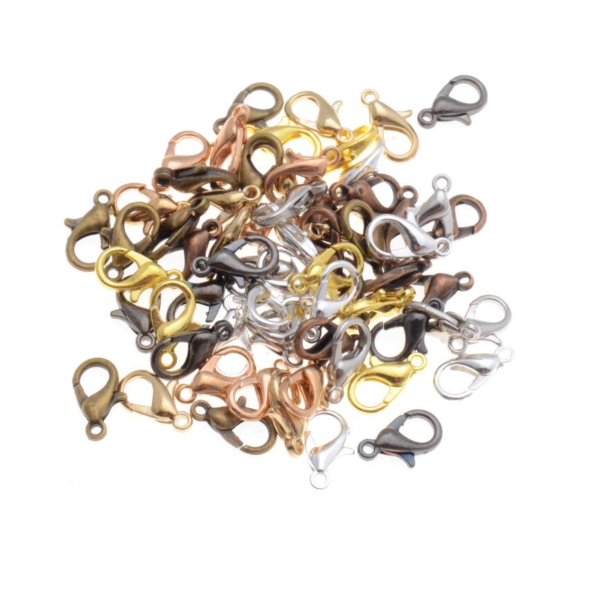 Jewelry Findings Diy 12*6mm 14*7mm Gold/Silver/Bronze/Silver Tone Lobster Clasp For Jewelry Making: multicolor / 14x7mm