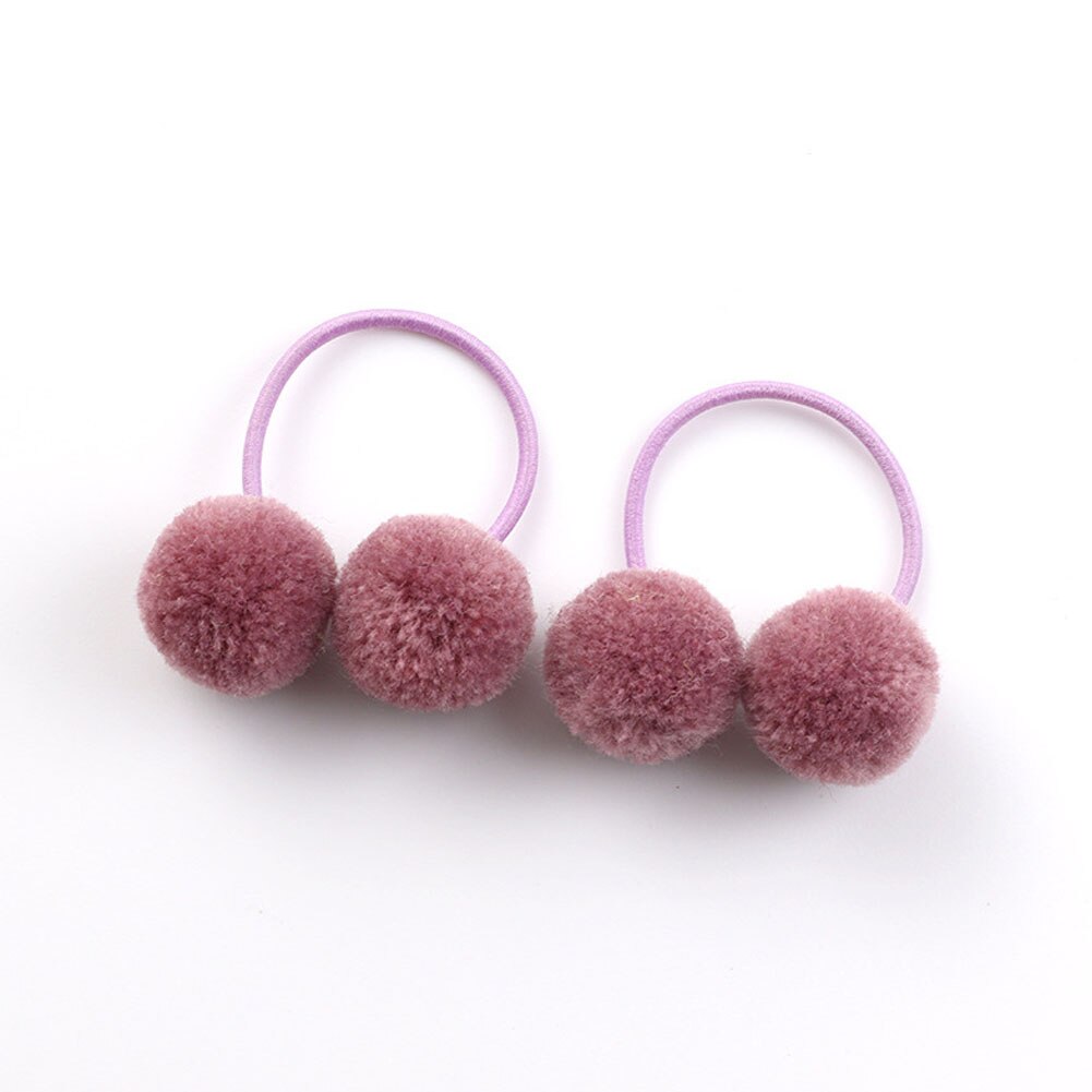 Anillo para el pelo con dos bolas pequeñas y lisas para niña, banda de goma elástica, gomas para el pelo, accesorios para el cabello, adornos para la cabeza, para niña, 2 piezas: Cameo brown