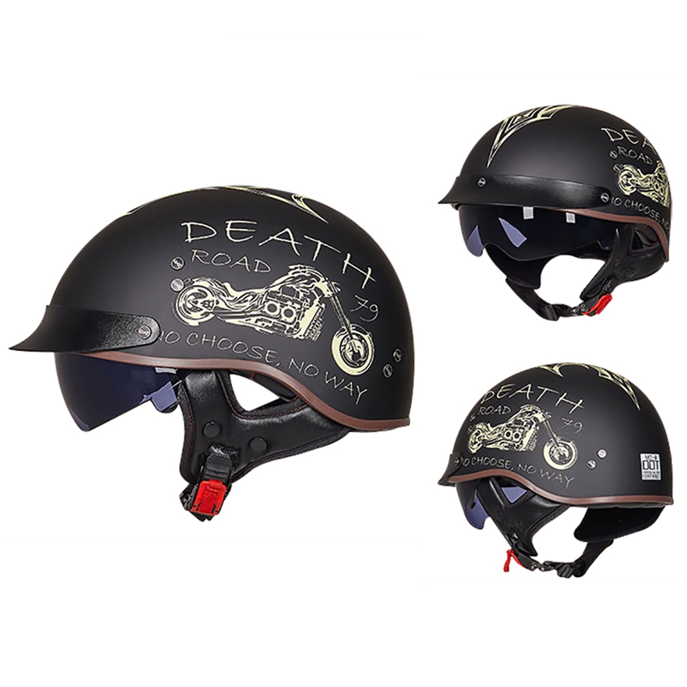 Retro Helmets For Motorcycle Capacete De Moto Helmet Vintage Street Touring Scooter Half Helmet Built In Visor DOT Certification: GRAY / XL