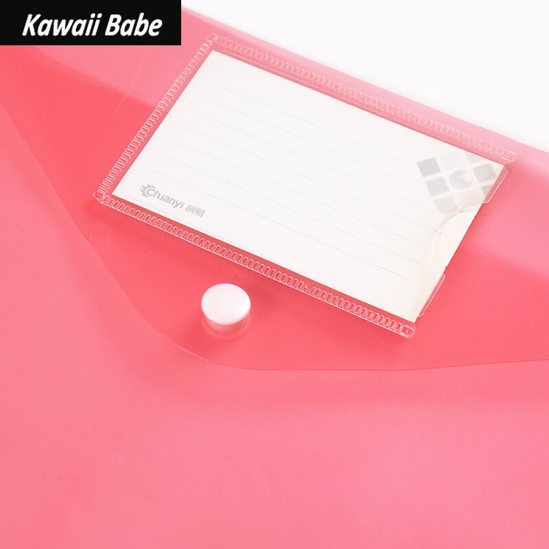 File Folder Desk Organizer 12pcs Color Transparent Plastic Closure Documents Bag A4 File Cover Business School Filing Products