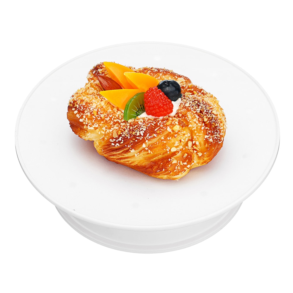 Electric Motorized 360° Rotating Display Stand Turntable Round White Velvet Coping for food or Jewelry Display