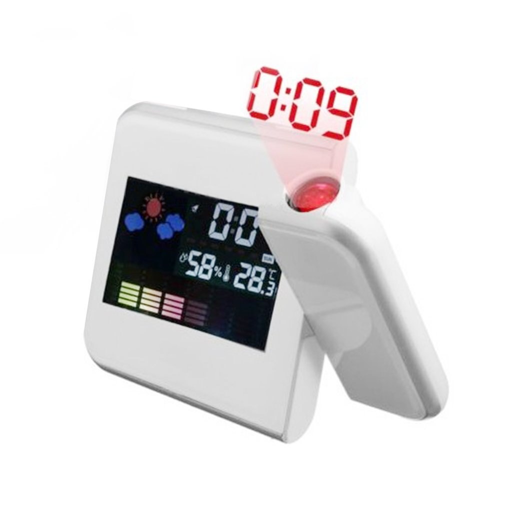 Electronic Digital Weather Forecast Clock LCD Screen Alarm Clock Calendar Projector LED Backlight Home Bedside Desktop Decor