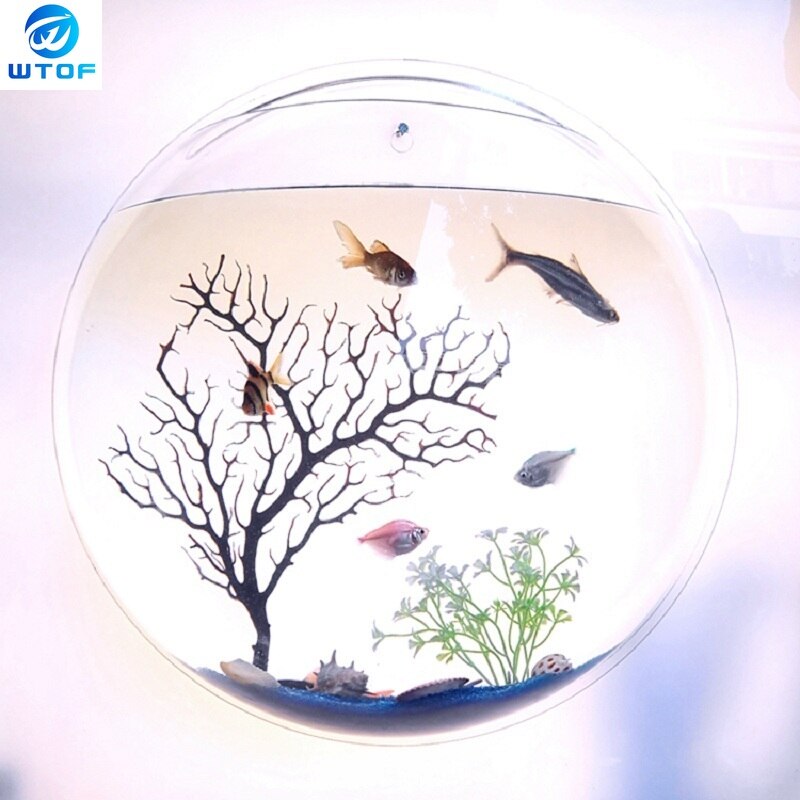 Acryl Plexiglas Vis Kom Muur Opknoping Aquarium Tank Aquatic Pet Producten Muurbevestiging Aquarium Voor Betta Vis