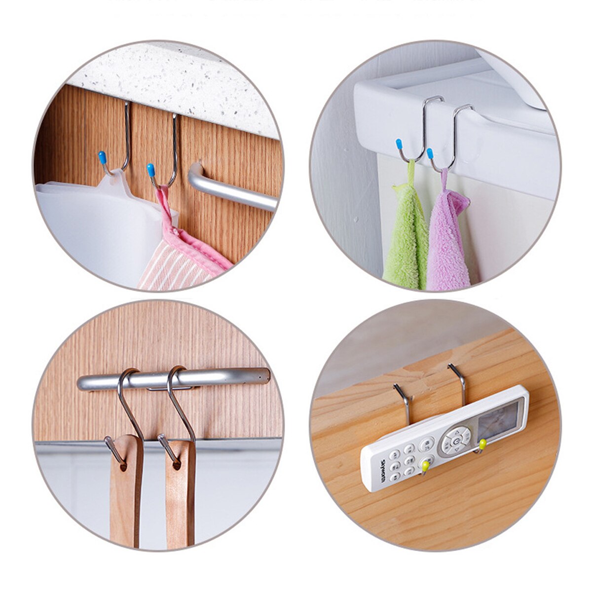 4Pcs S Shape Over The Door Double Hook Dual Cabinet Closet Hanging Hook for Home Bathroom Kitchen Cabinet Door