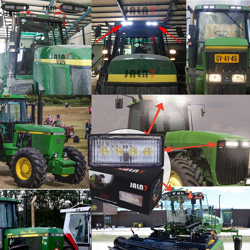 JALN7 Agriculture Vehicles Lamp 20W LED Wrok Light Farm Tractor For John Deere Forestry Harvester Truck Headlight 12V 24V