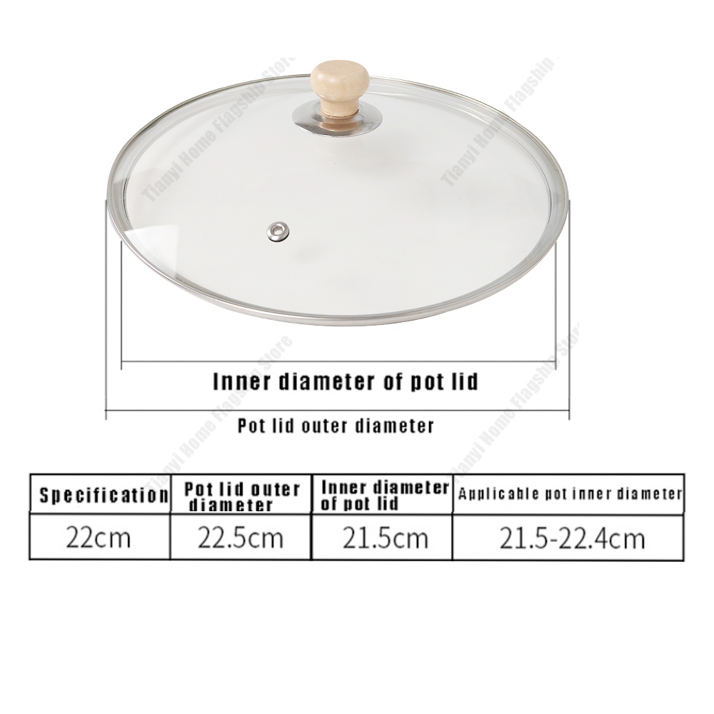 Tempered Glass Pot Lid Wooden Handle Rimmed Pan Lid Spill Shatter-Proof Round Chef Glass Cover for Versatile Home Cooking Pan: Dark Khaki
