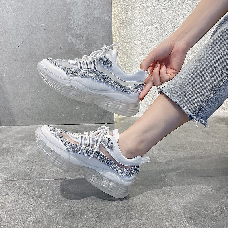 Women Sport Shoes Chunky Sneakers Female Running Shoes Height Increase Vulcanized Shoes Woman Footwear Femme