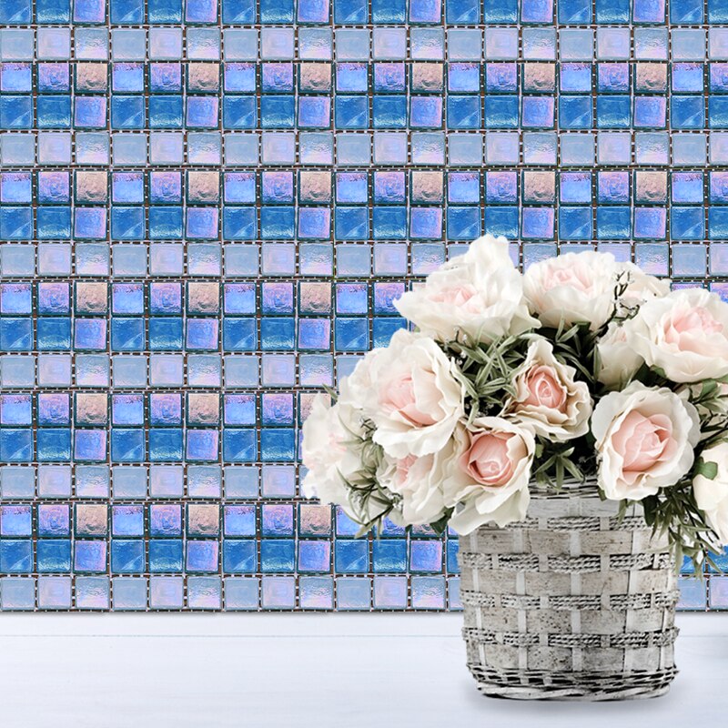 10Pcs 10*10cm 3D Self Adhesive Mosaic Tile Peel Sticker Kitchen Backsplash Bathroom Wall Tile Stickers Waterproof PVC Tiles