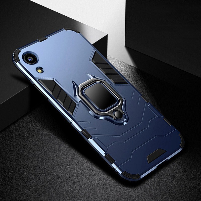 For Huawei Honor 8s Case Ring Holder Armor Bumper Back Cover For Honor 8s 5.71"Phone Case Finger Ring Shockproof Fundas: Navy