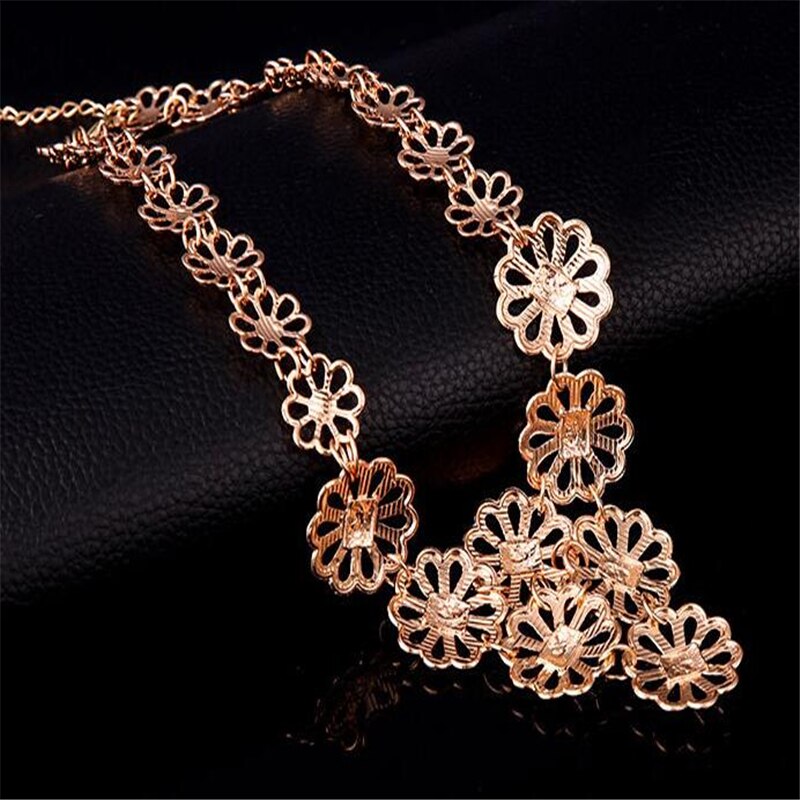 Dubai Gold Jewelry Sets for Women Bridal Jewelry Flower Chocker Necklace Earrings Wedding Bridesmaid Jewelry Sets