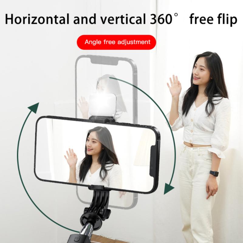 Bluetooth Wireless Selfie Stick Mini Tripod Extendable Monopod With Fill Light Remote Shutter For IOS Android Phone