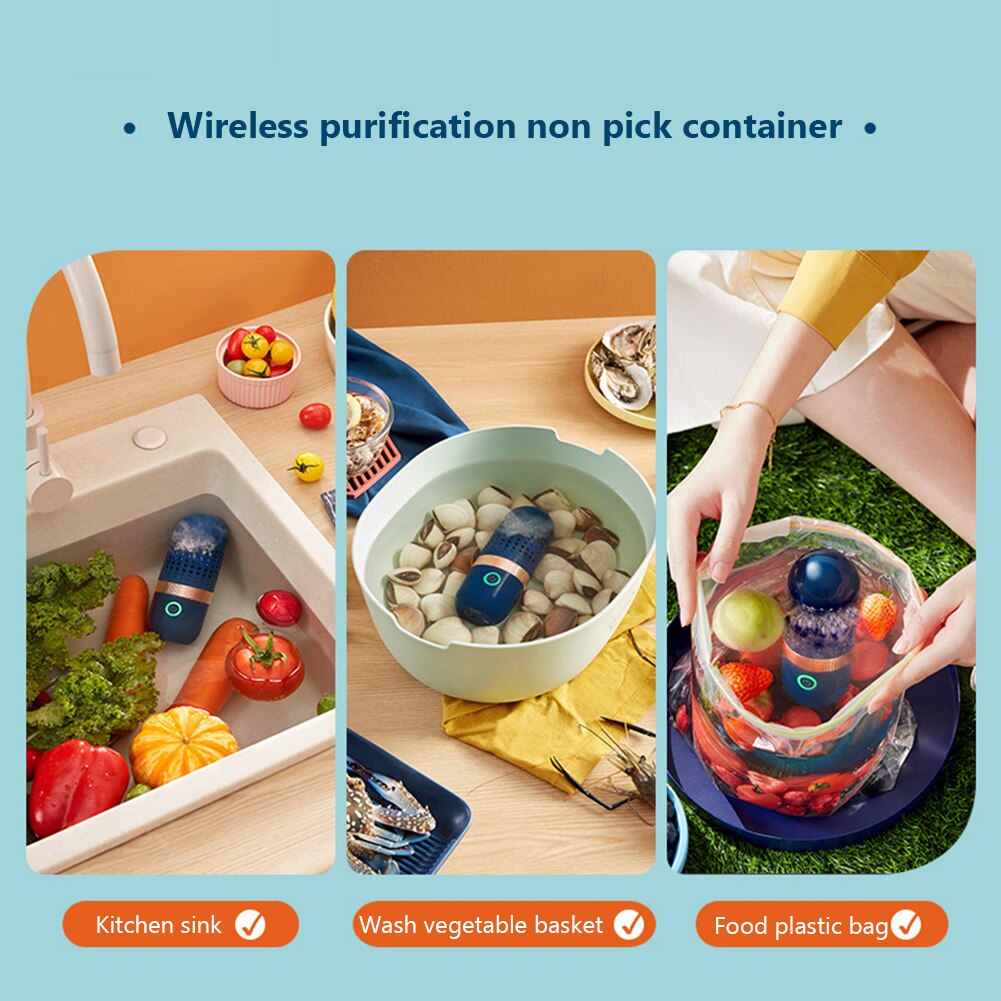 Limpiador de verduras, frutas y verduras desinfectante de, portátil, inalámbrico, ultrasónico, forma de cápsula, máquina limpiadora de alimentos
