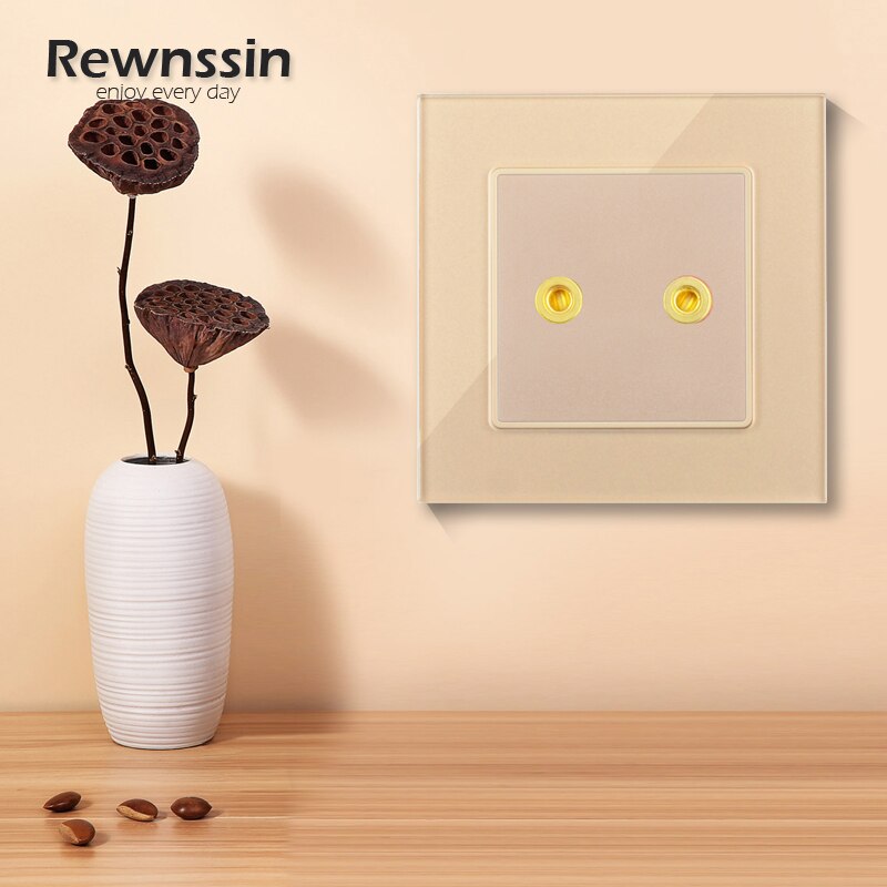 Golden Crystal Glass Panel Wall Audio Socket Terminals 16A Double/Quadruple Binding Post Red and black banana terminal