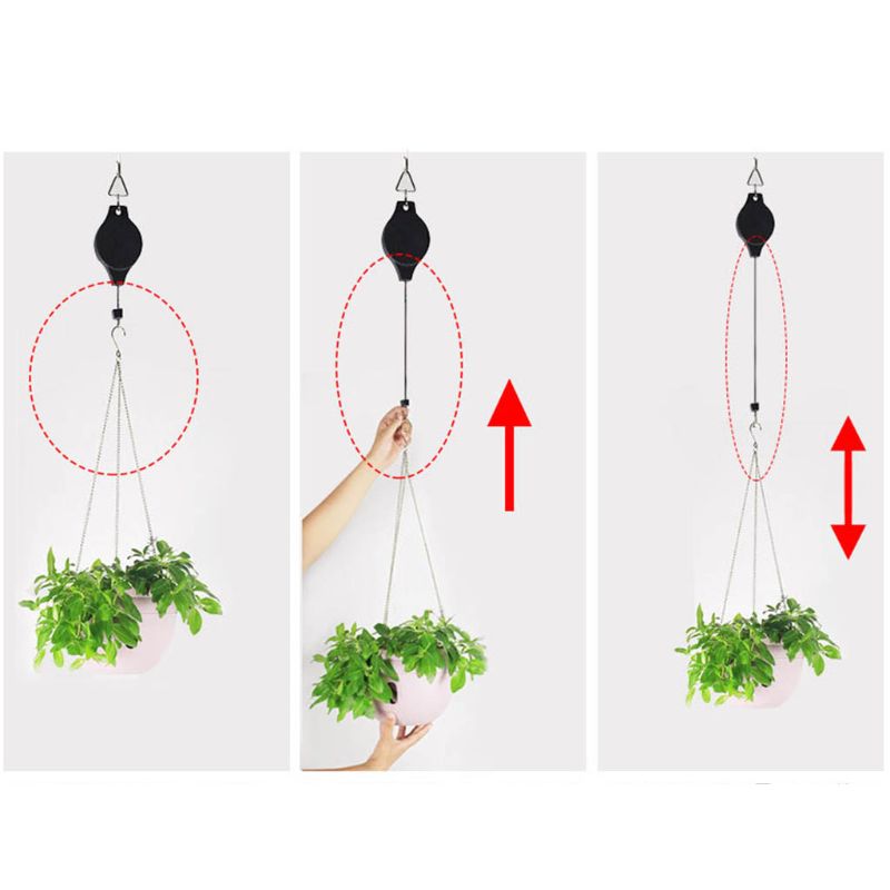 Lifting Hanging Orchid Pot Hook Plant Retractable Hanger Flower Basket X4YD