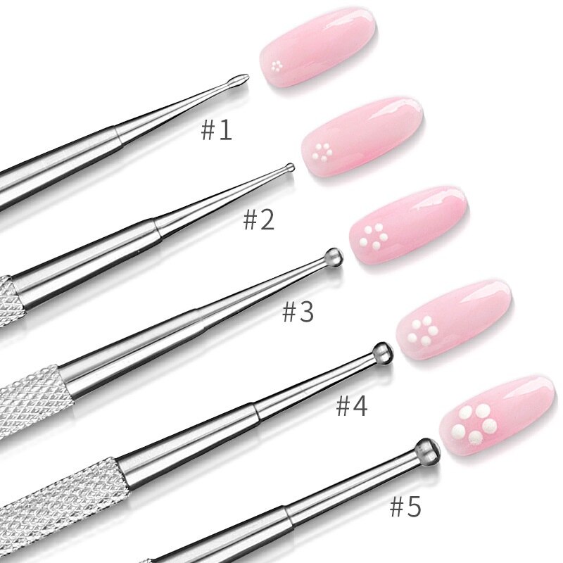 Rvs Punt Boor Pen, Stok Boor Puntjes Nail Tool Set, dubbele Kop Golf Punt Pen (5 Pcs)