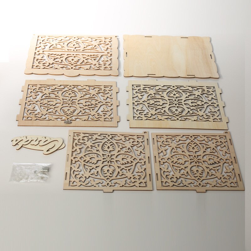 DIY Wooden Flower-shape Wedding Card Box Business Card Invitation Letter Storage Box Wooden Boxes for Birthday Party