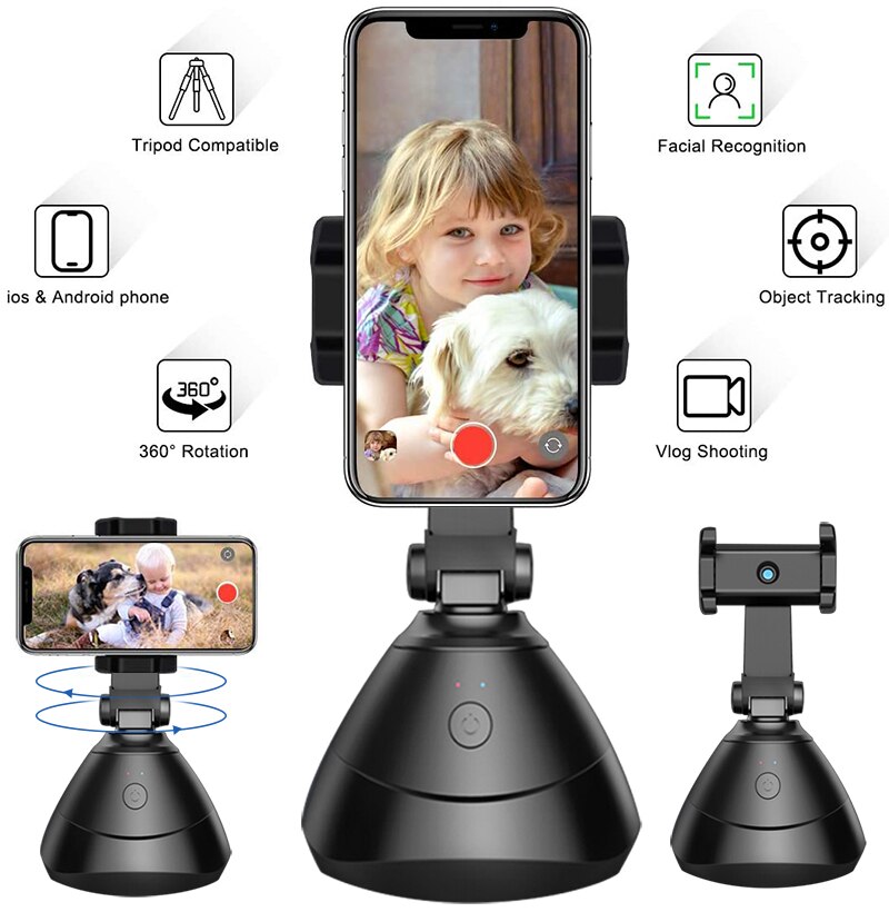 All-in-one Selfie Video Smart Shooting Camera Automatically Face Object Tracking 360°Horizontal Rotation Phone Smart Gimbal