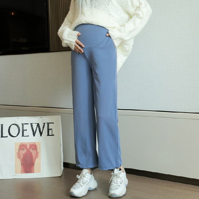 Autumn Pregnant Women Pants Wide-legged Trousers Adjustable Drawstring Hem Maternity Chiffon Trousers Pregnancy Pants: XXL