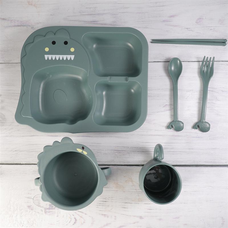 1 Set Restaurent Serving Plates Dinosaur Theme Kids Flatware Cartoon Children Tableware Set Cretive Dinnerware For Kids Child
