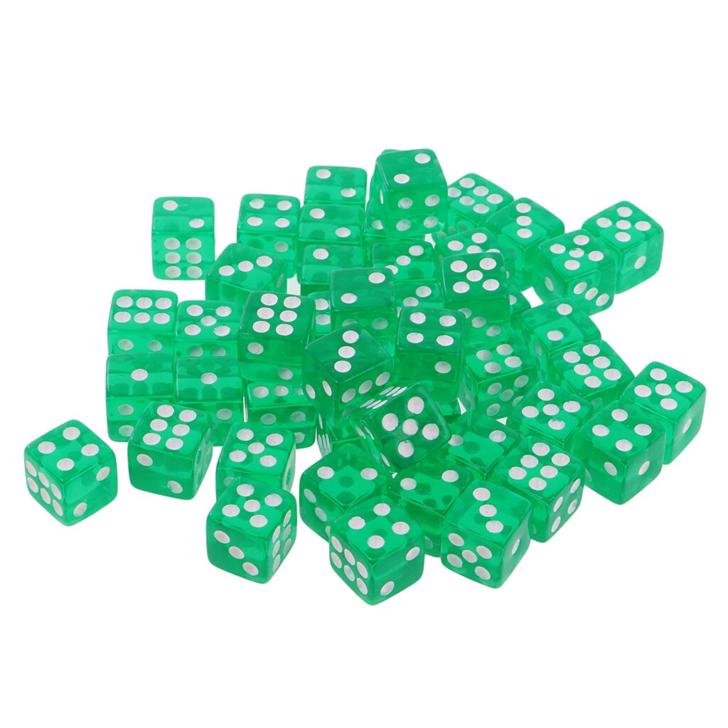 50PCS D6 Polyhedral Game Dice 12mm For RPG Dungeons And Dragons Games Green