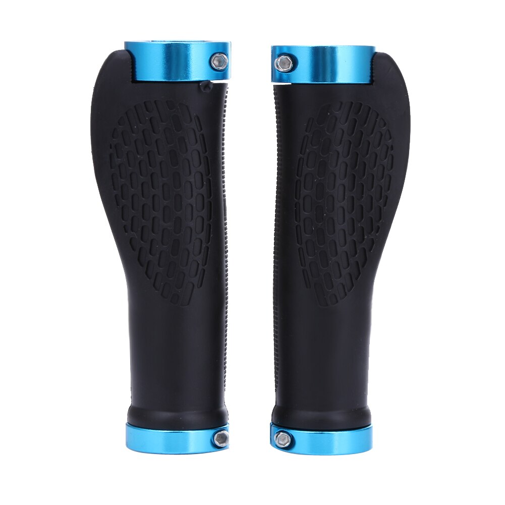 La bicicleta del manillar Anti-Skid caucho ergonómico MTB Carretera de montaña puños de goma con topes de aluminio para bicicleta de ciclismo accesorios de partes de: Blue
