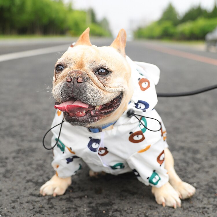 Pet Dog Raincoat Pug French Bulldog Clothes Waterproof Clothing for Dog Rain Jacket Poodle Bichon Schnauzer Welsh Corgi Raincoat: White / L