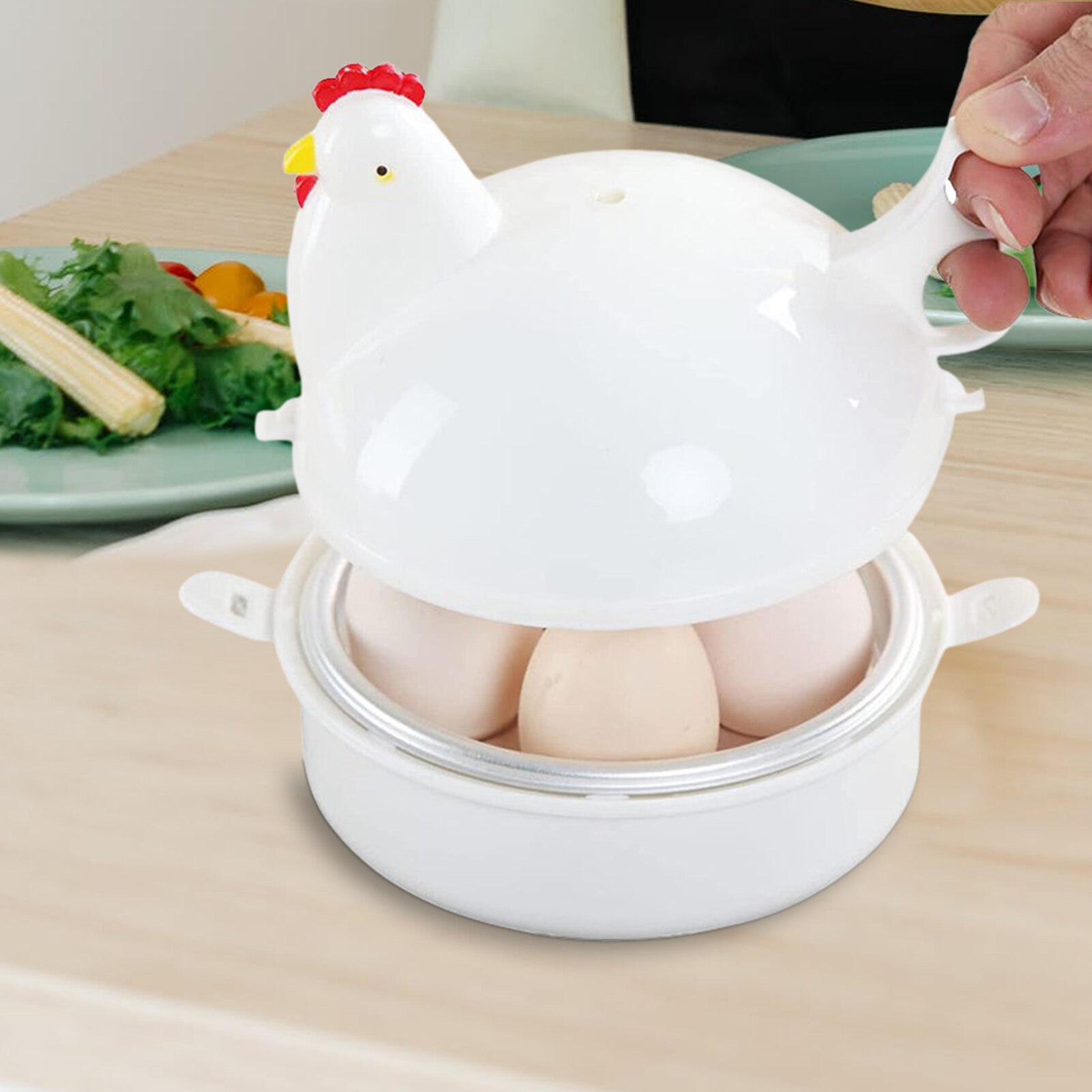 Microwave Egg Cooker Chicken-Shaped Rapid Egg Cooker 4 Eggs Electric Egg Cooker Safe Kitchen Egg Boiler Steamer Boiled Eggs